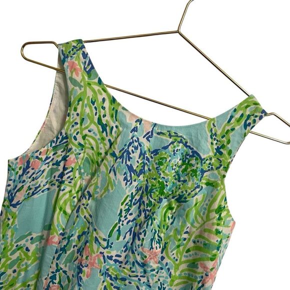 Lilly Pulitzer Cathy Skye Blue Heaven Iridescent Lace Back Shift Dress Size 0 - Picture 3 of 9